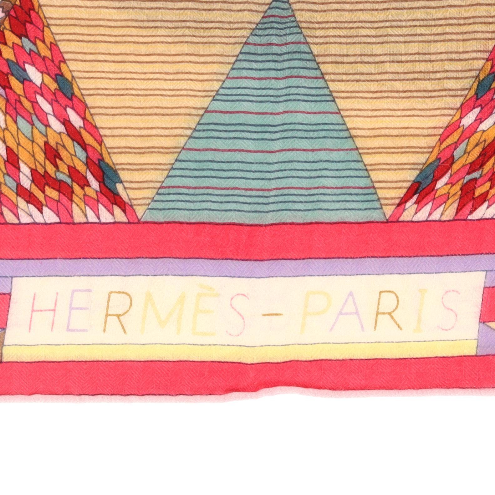 De las mujeres Chal Hermès Cachemira y Seda Patchwork Caballo 140 Por Nigel Peake en venta