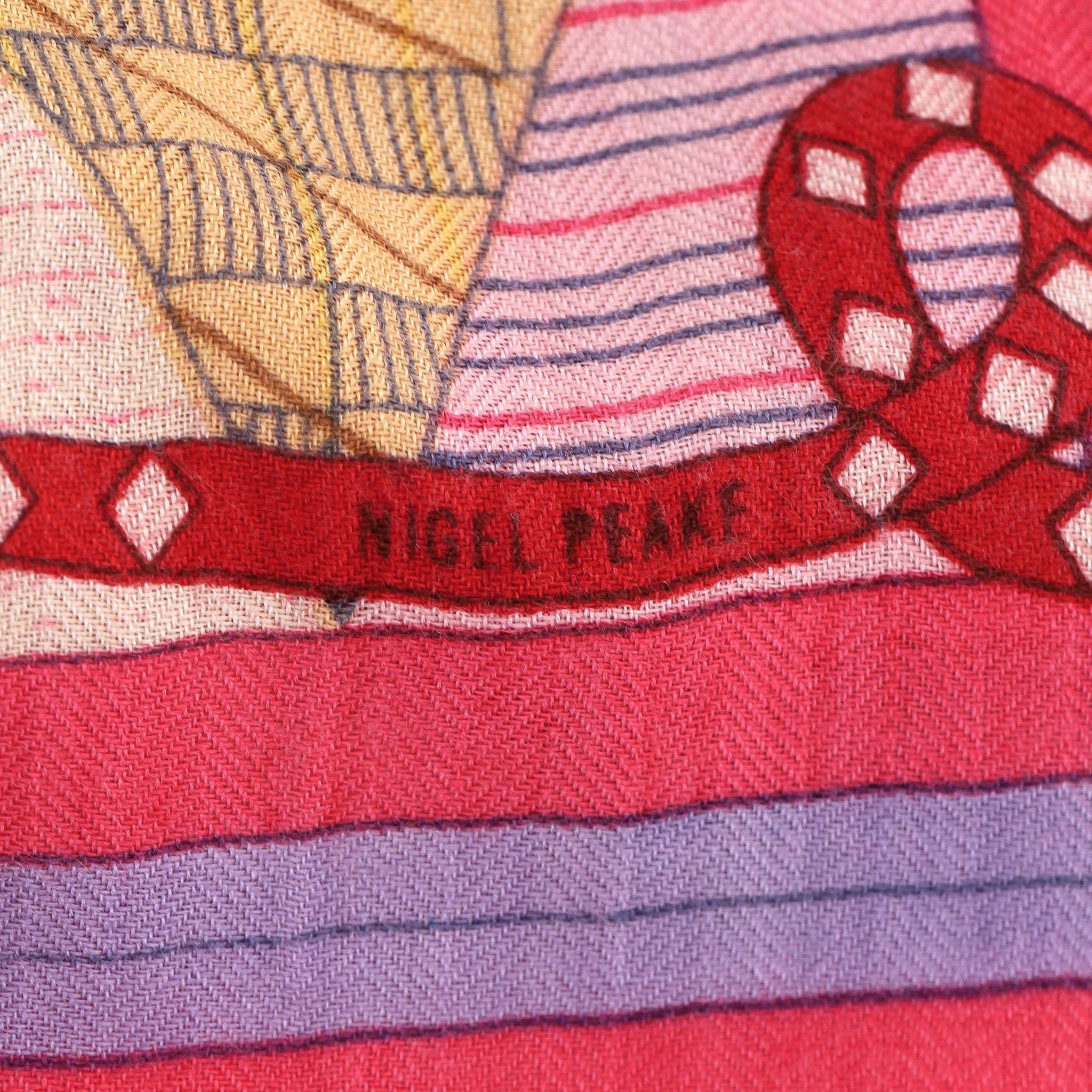 Chal Hermès Cachemira y Seda Patchwork Caballo 140 Por Nigel Peake en venta 1