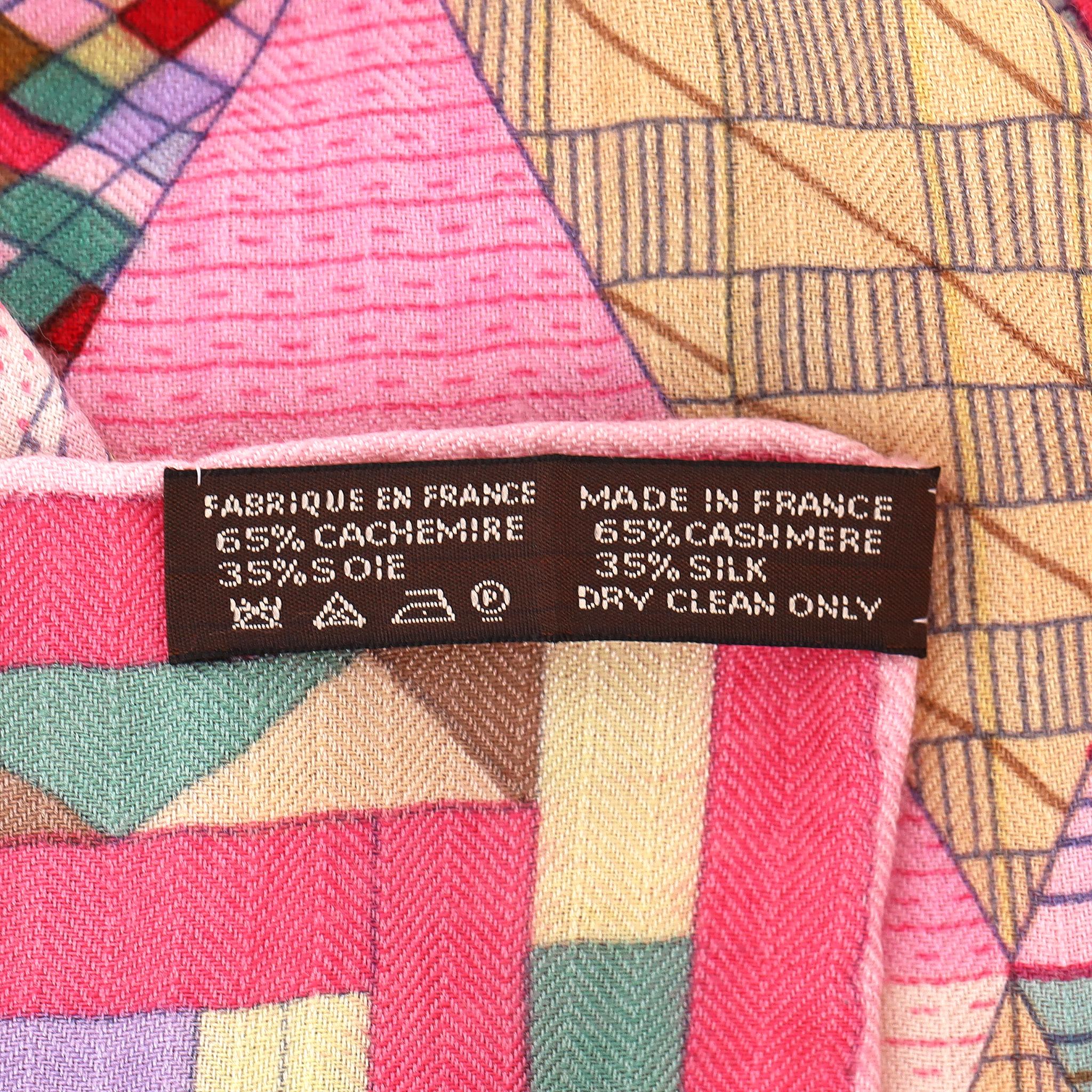 Chal Hermès Cachemira y Seda Patchwork Caballo 140 Por Nigel Peake en venta 2