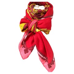 HERMES CASHMERE/SILK SHAWEL 130 x 130 cm 'GRAND CARROSSE PAR HERMES A PARIS'