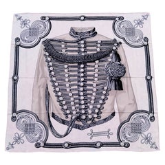 Hermès Kaschmir Seidenschal Brandebourgs Weiß 140 cm