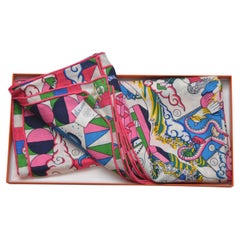 HERMES Cashmere Silk Shawl Scarf 140 L'Epopee d'Hermes Pink  Multi Colors  NEW