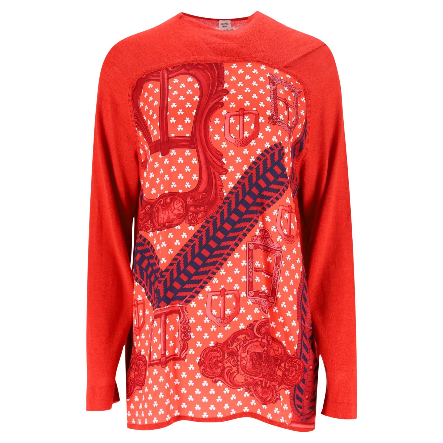 Hermes Cashmere & Silk Twillaine Boucles Et Galons Du Tsa Jumper in vendita