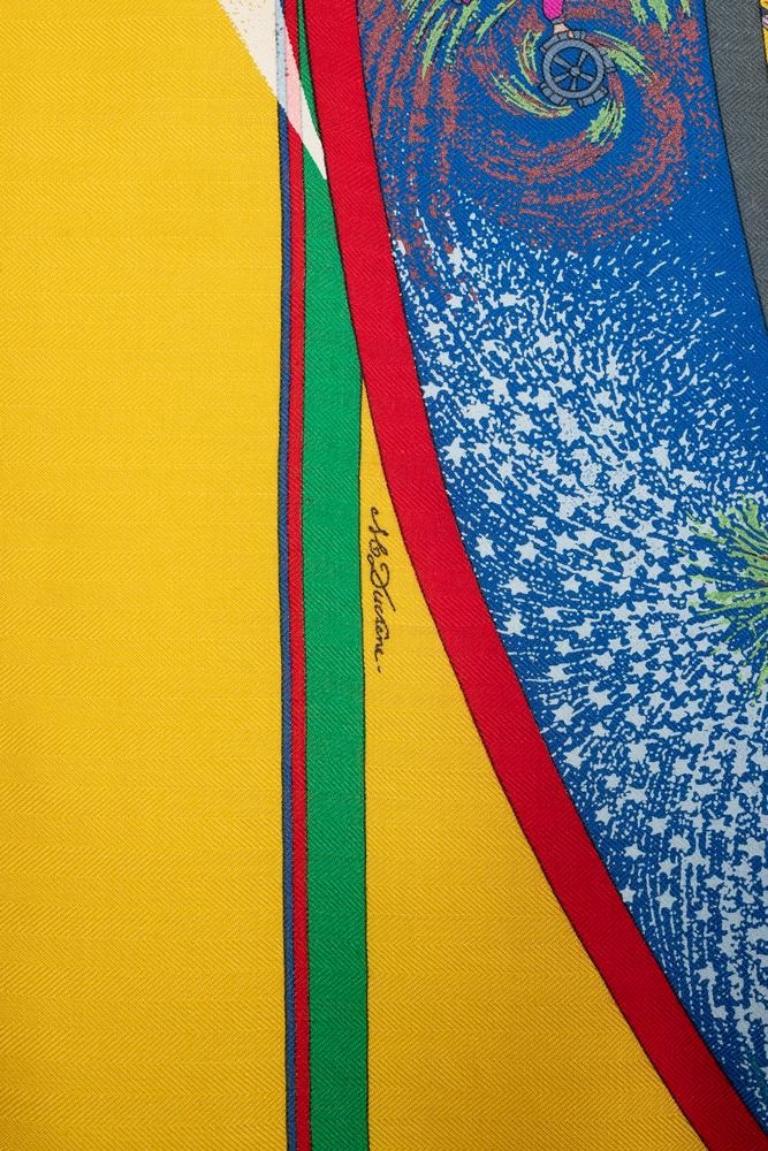 Stola in cashmere di Hermès con il tema dei fuochi d'artificio, 1993 in vendita 1