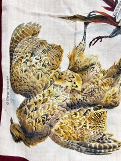 Hermes Cashmere Wine and Tan Red "Birds" Vintage Scarf