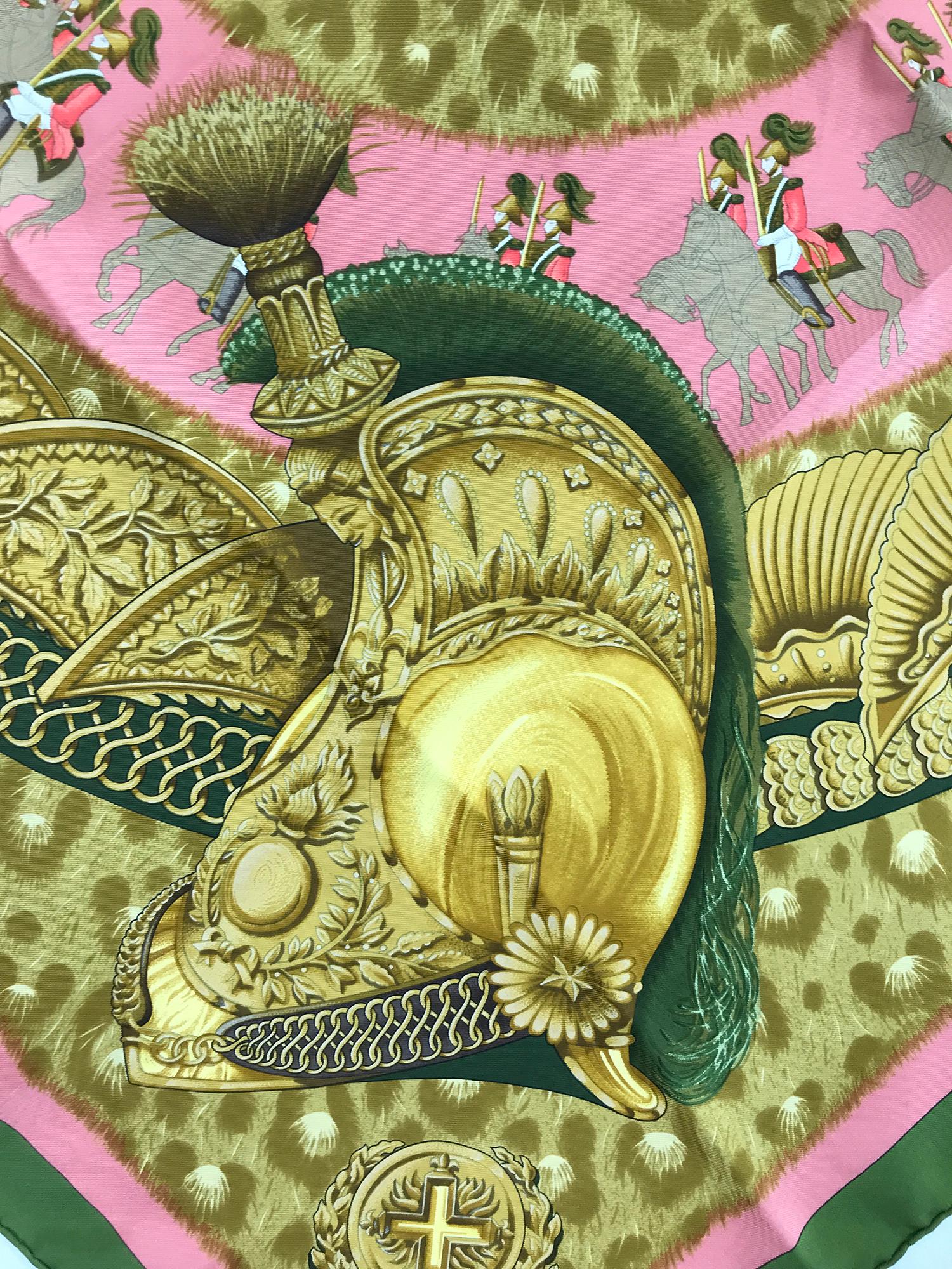 Brown Hermes Casques et Plumets by Julia Abadie Silk Twill Scarf 35 x 35
