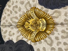 Hermes Casques et Plumets silk scarf In Olive and Black