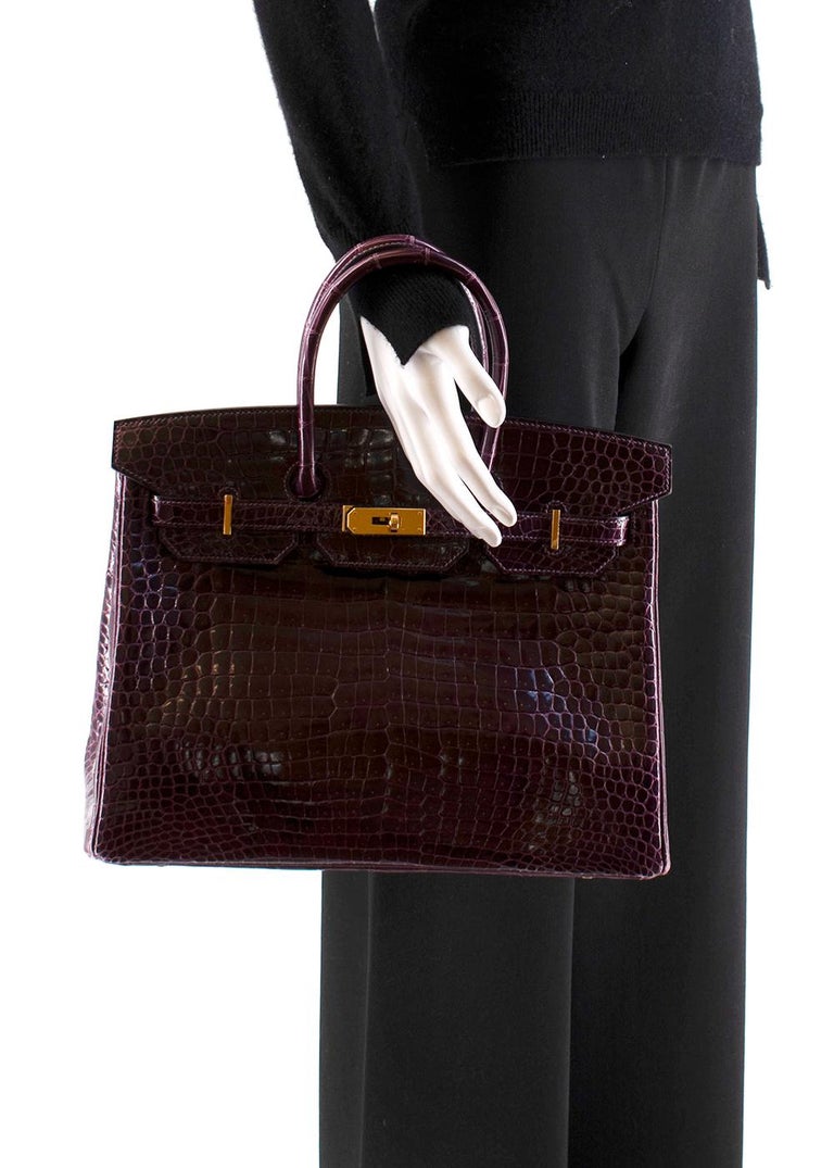 Hermes Cassis Porosus Croc Birkin 35 GHW R Square 2014 For Sale at 1stDibs