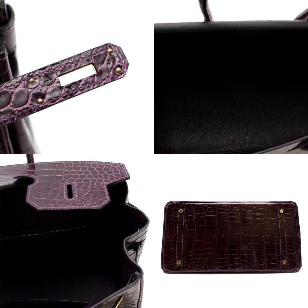 Hermes Cassis Porosus Croc Birkin 35 GHW R Square 2014 For Sale 1
