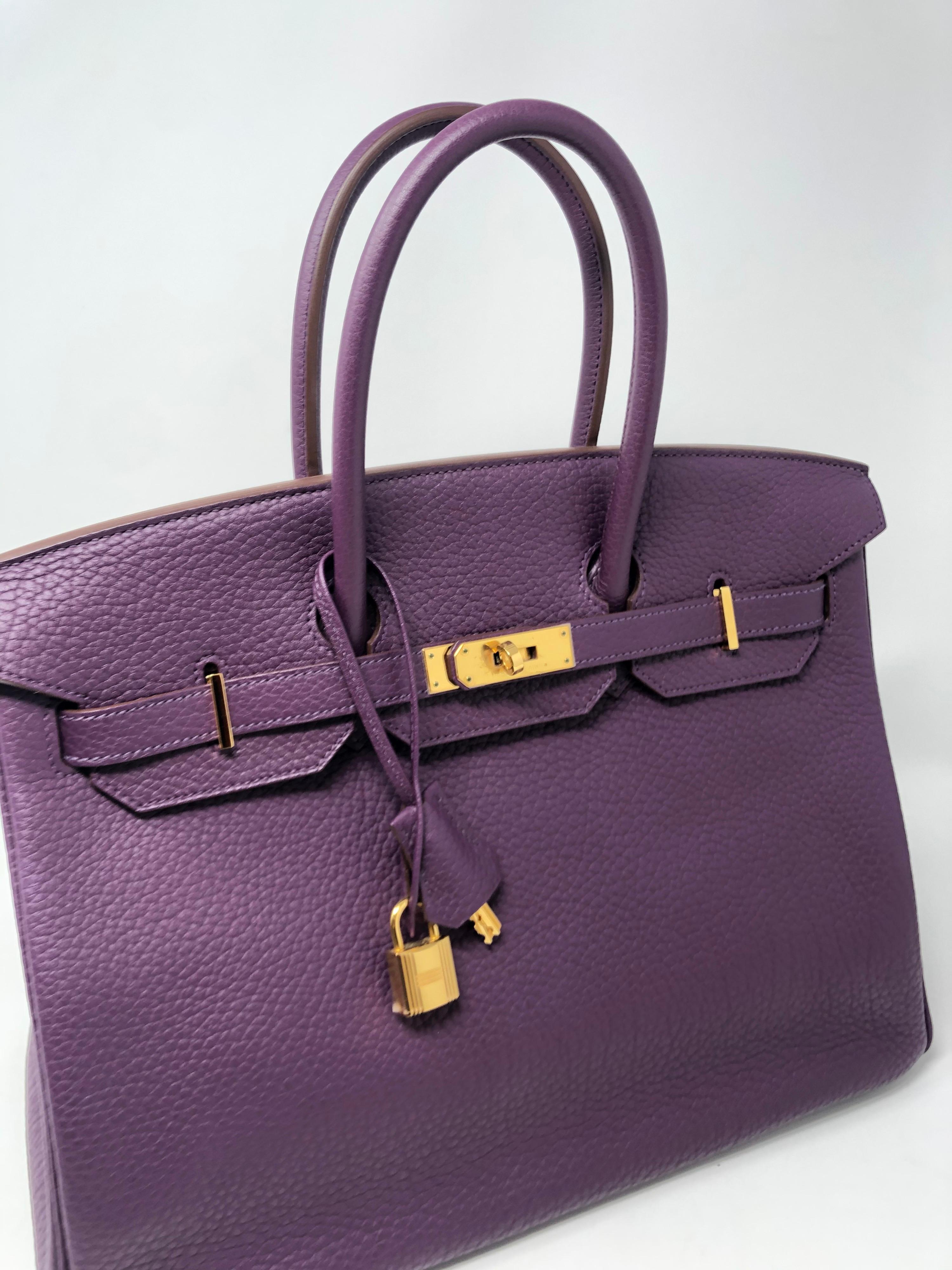 Black Hermes Cassis Purple Birkin Bag