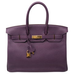 Hermes Cassis Purple Birkin Bag