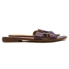 Hermes Cassis Purple Oran Crocodile Slides SIZE 40