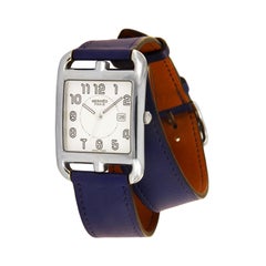 Hermes Cassis Swift Leather and Stainless Steel Cape Cod PM Double Tour Watch CC