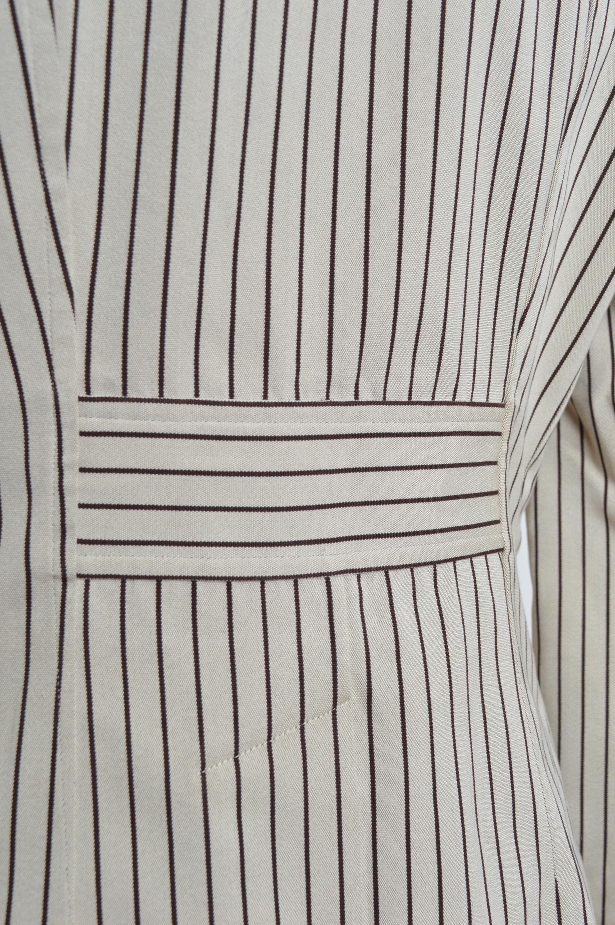 Hermés Casual Ticking stripe Blazer Ivory & Black- Vintage Jacket For Sale 12