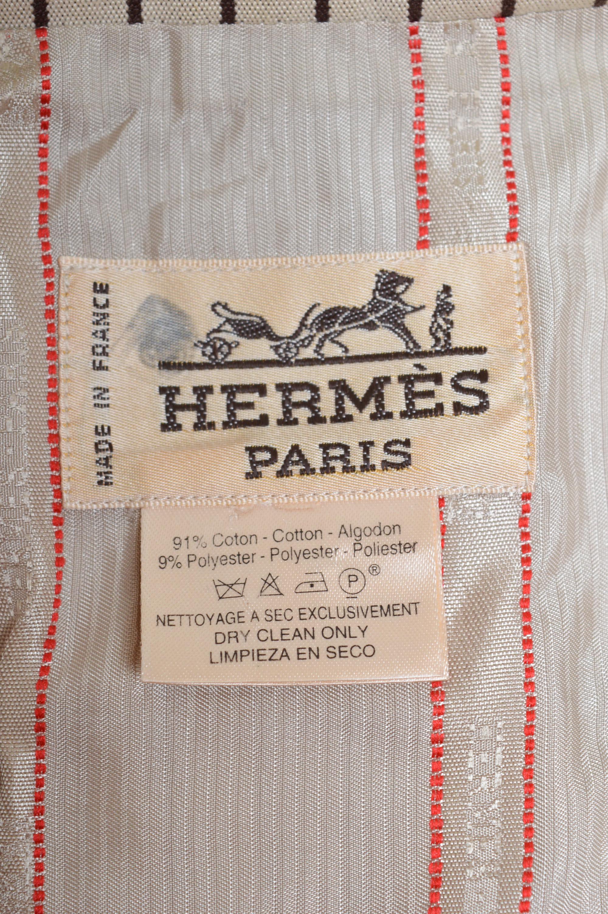 Hermés Casual Ticking stripe Blazer Ivory & Black- Vintage Jacket For Sale 14