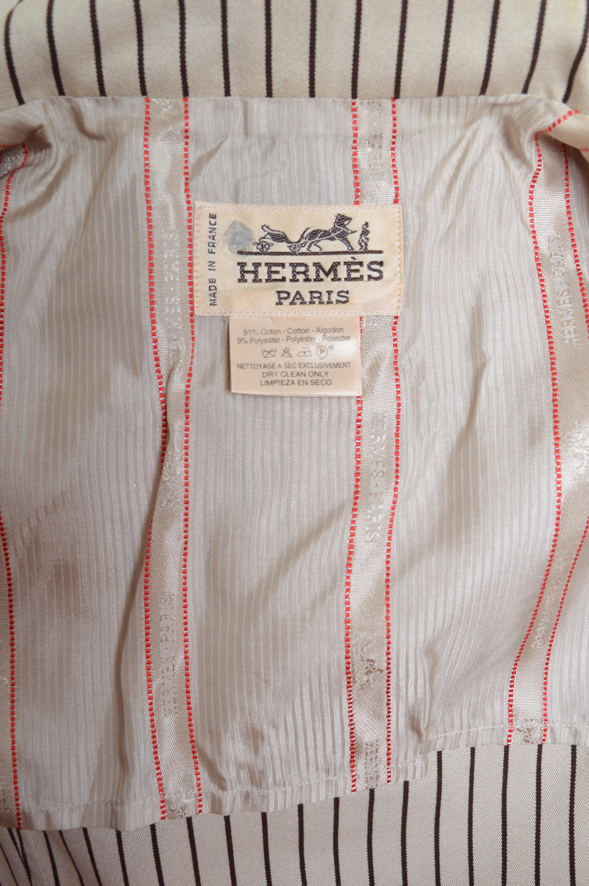 Hermés Casual Ticking stripe Blazer Ivory & Black- Vintage Jacket For Sale 15