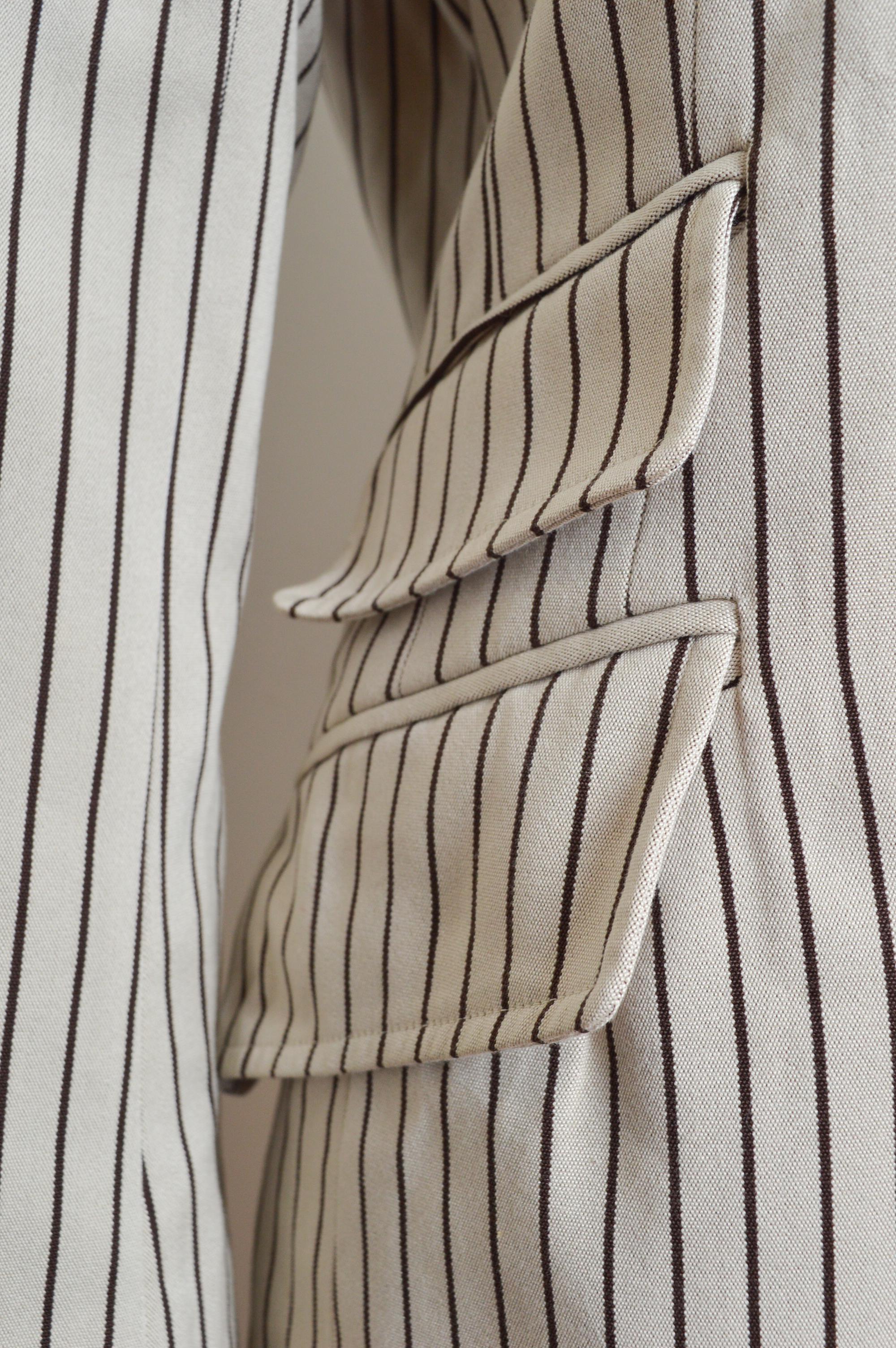 Hermés Casual Ticking stripe Blazer Ivory & Black- Vintage Jacket In Good Condition For Sale In Sheffield, GB