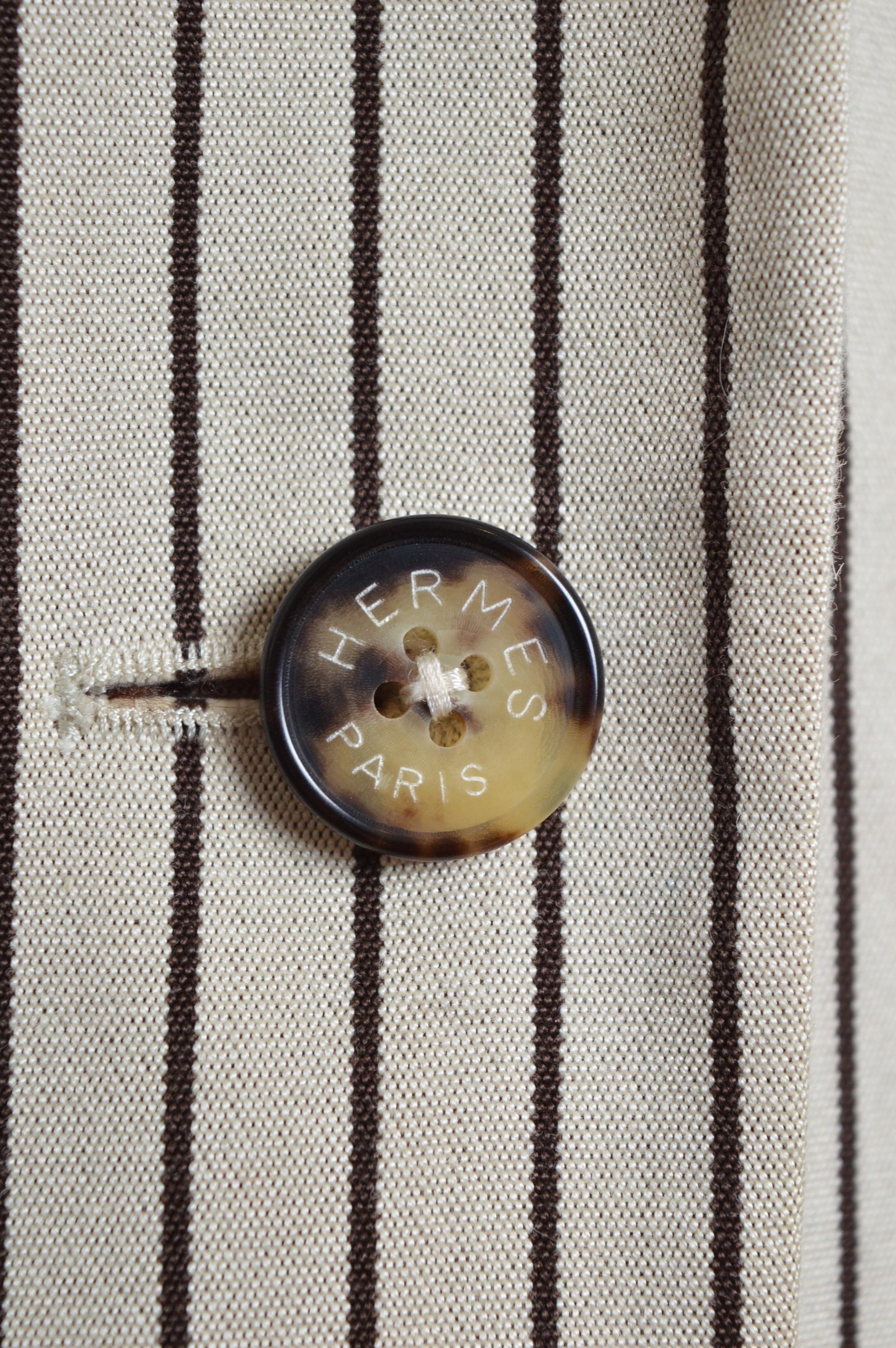 Women's Hermés Casual Ticking stripe Blazer Ivory & Black- Vintage Jacket For Sale