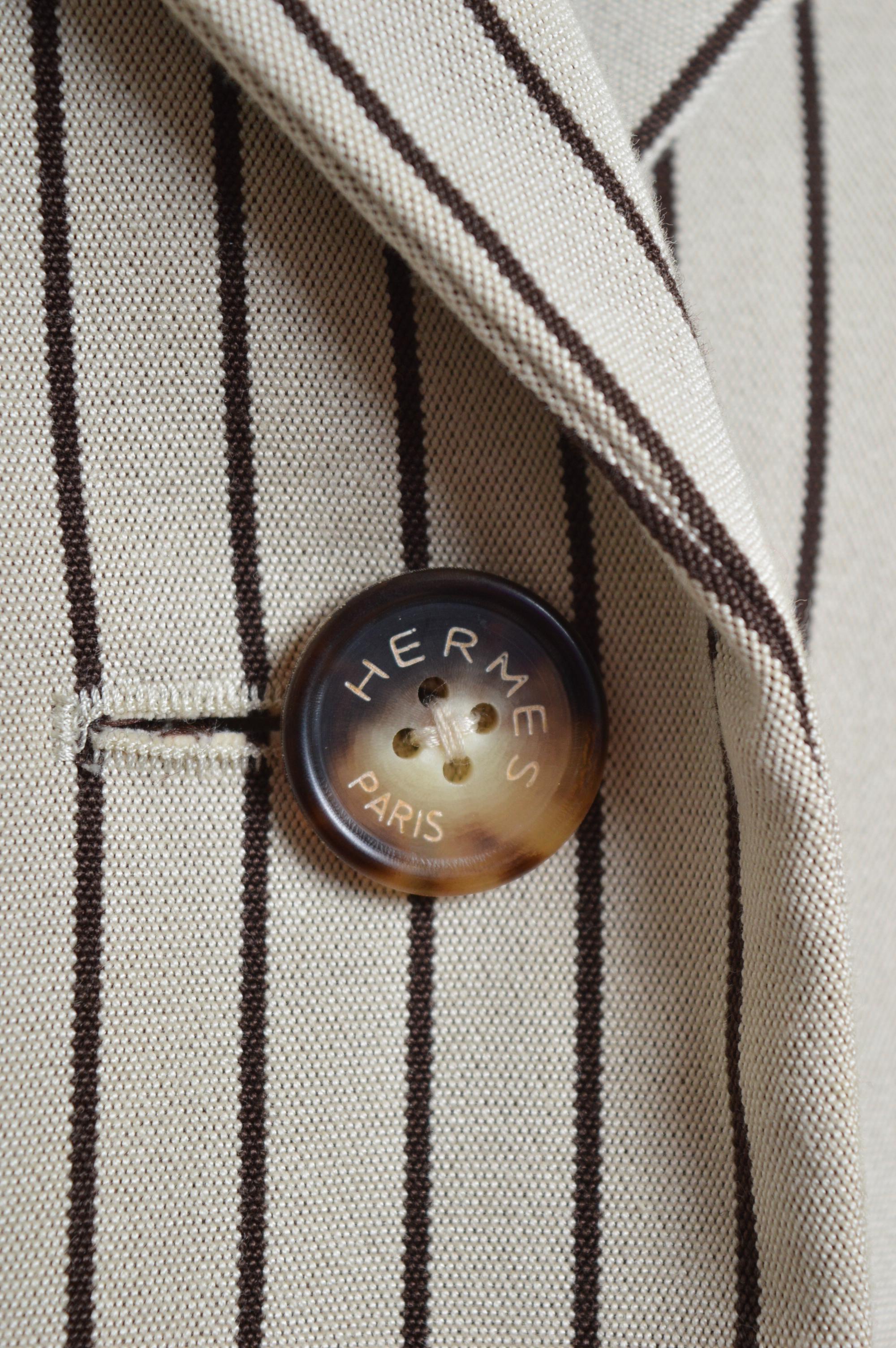 Hermés Casual Ticking stripe Blazer Ivory & Black- Vintage Jacket For Sale 1