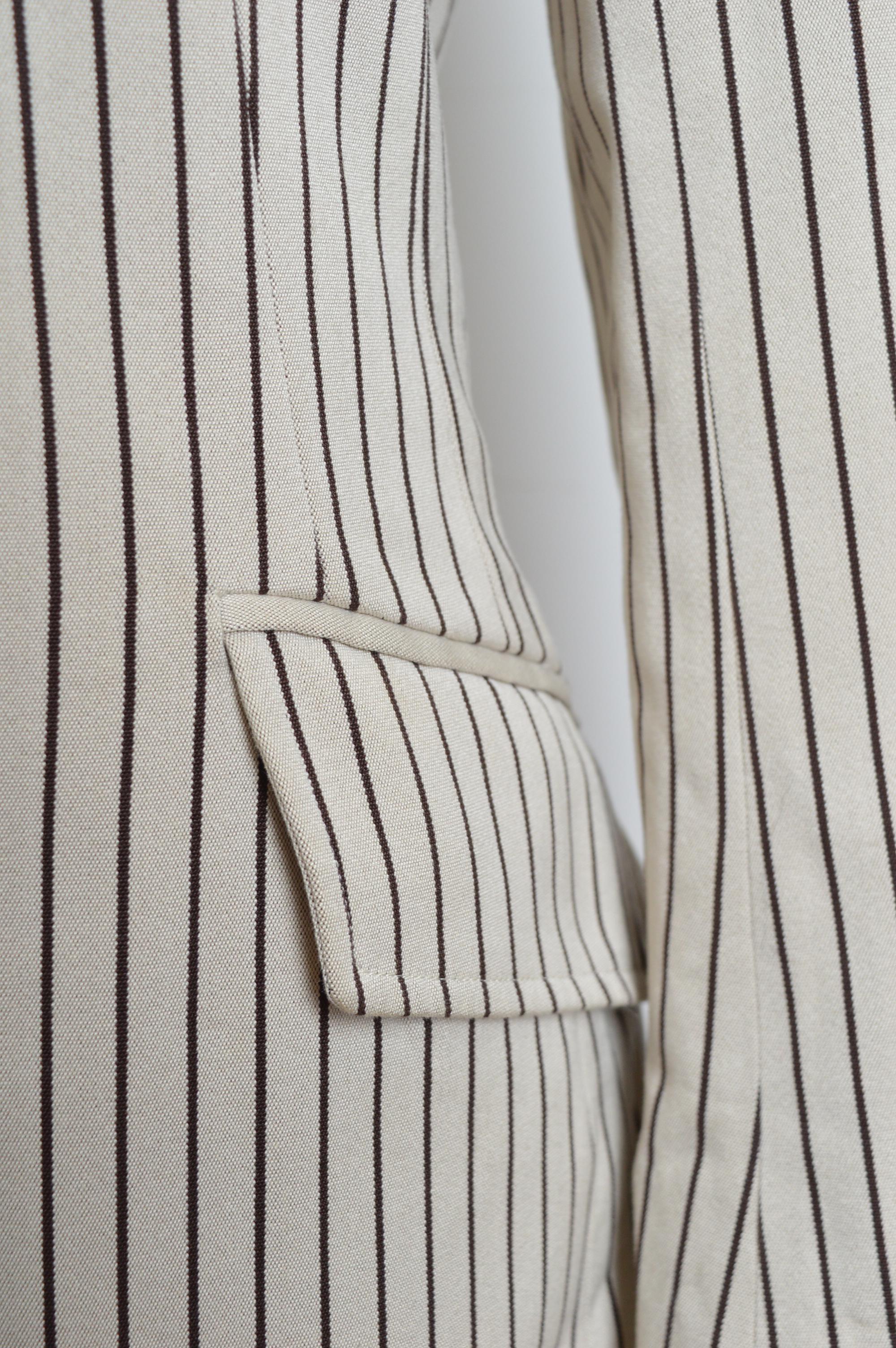 Hermés Casual Ticking stripe Blazer Ivory & Black- Vintage Jacket For Sale 2