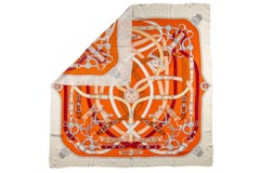 Hermès Cavalcadour Orange Silk Shawl