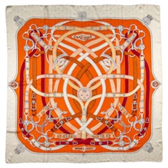 Hermès Cavalcadour Orange Silk Shawl