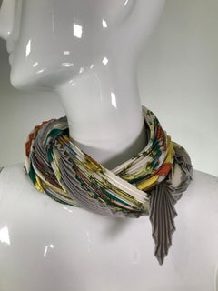 Hermes Cavalcadour Plisse Silk Twill Scarf by Henri d'Origny 35" x 35"