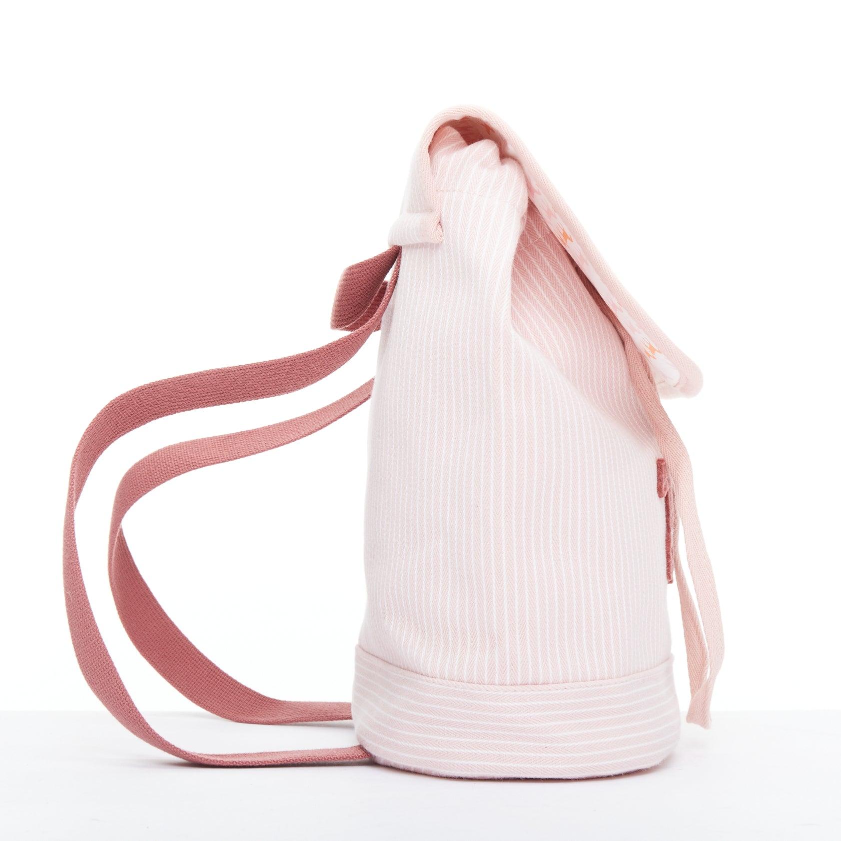 Gray HERMES Cavalcolor pink white cotton wool felt horse backpack