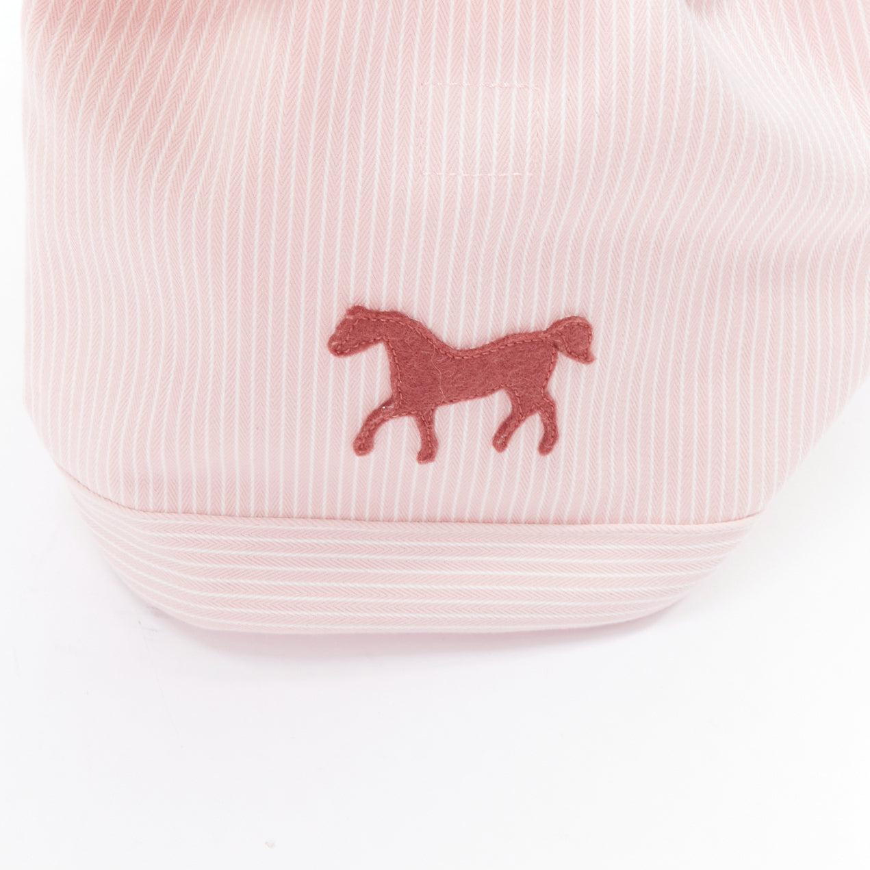 HERMES Cavalcolor pink white cotton wool felt horse backpack en vente 1