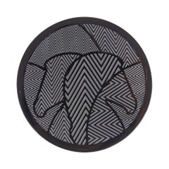 Hermes Cavales Lacquered Box Black Engraved Lid Wood Engraved Lid