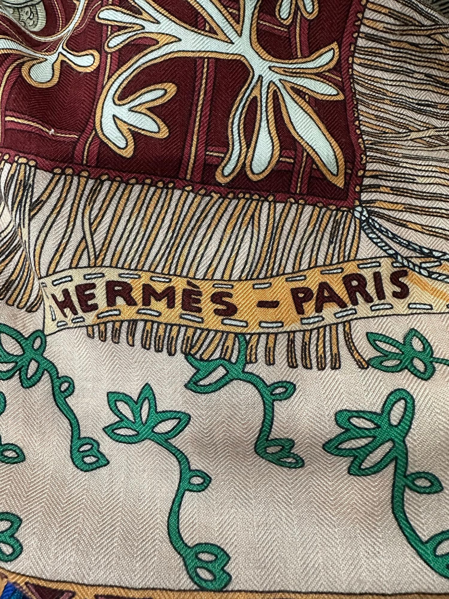 Hermes Cavaliers du Caucase Cashmere & Silk Designed by Annie Faivre Shawl 140 14