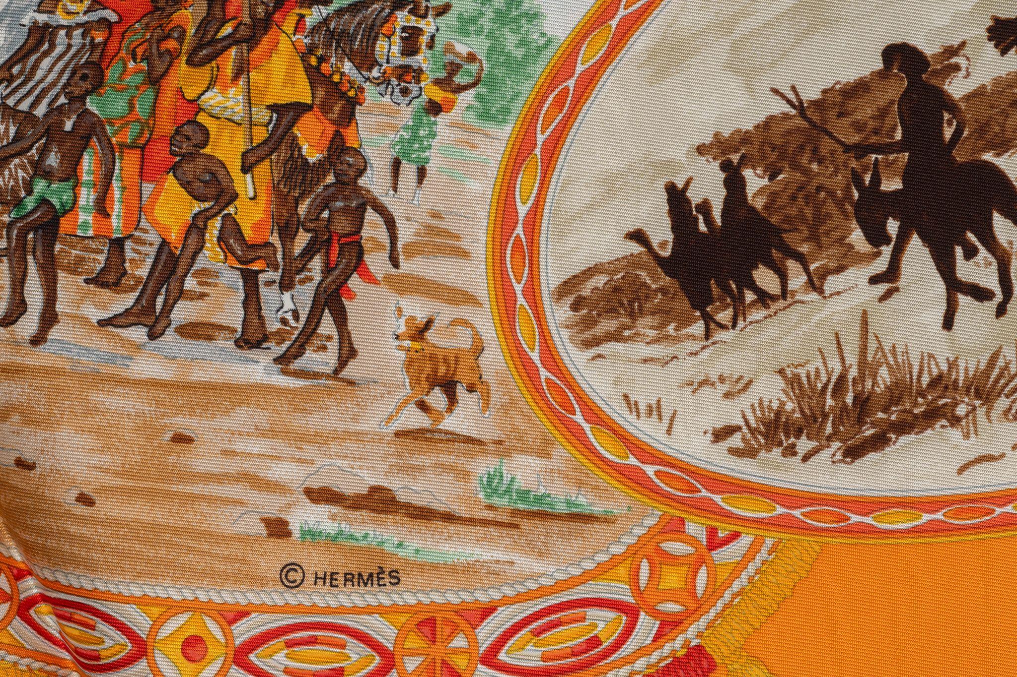 Hermès “Cavaliers Peuls“ Silk Scarf In Excellent Condition For Sale In West Hollywood, CA
