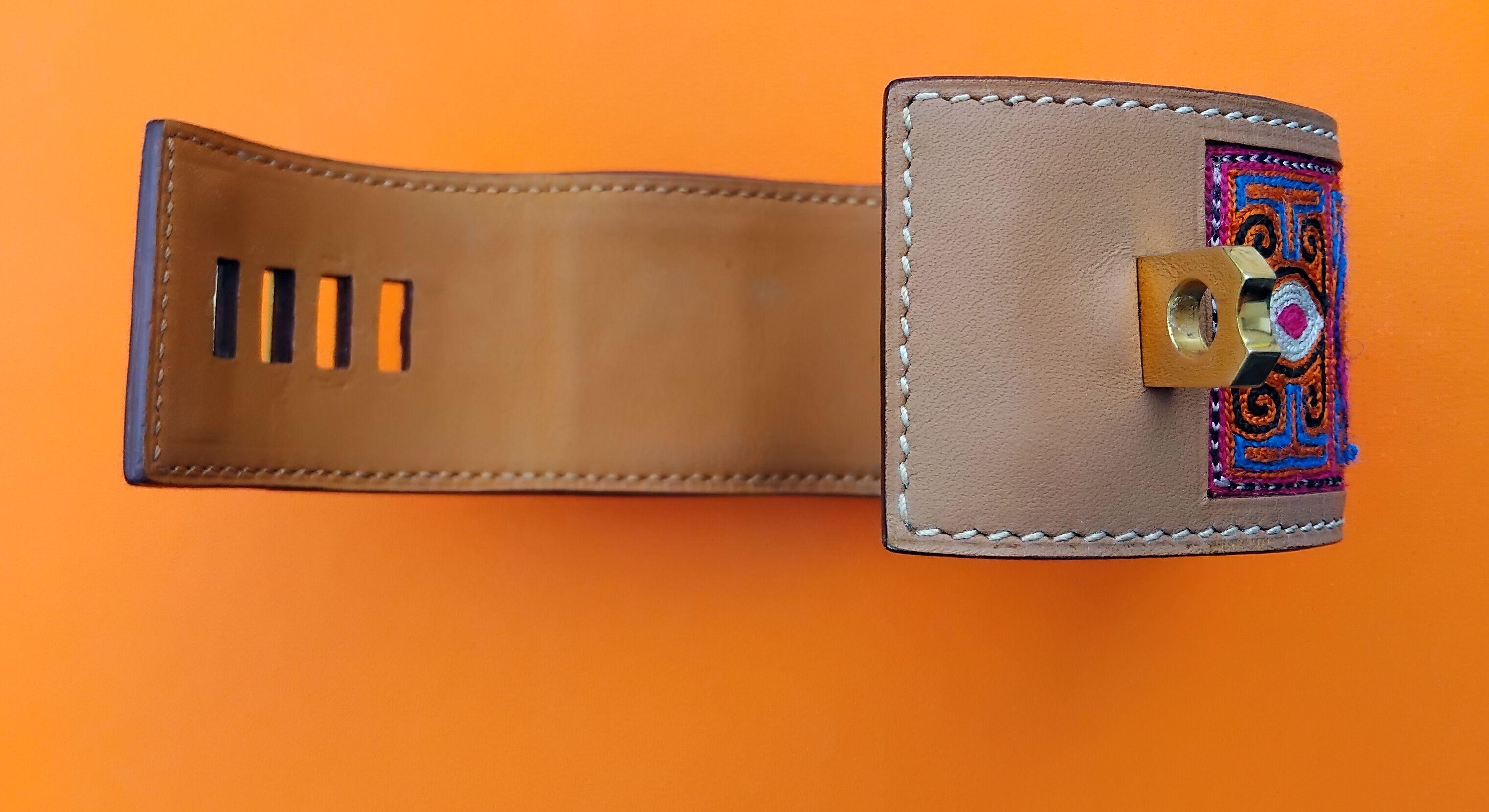 Hermès CDC Bracelet Collier De Chien Cuff Embroidered India 2008 Golden Hdw 6