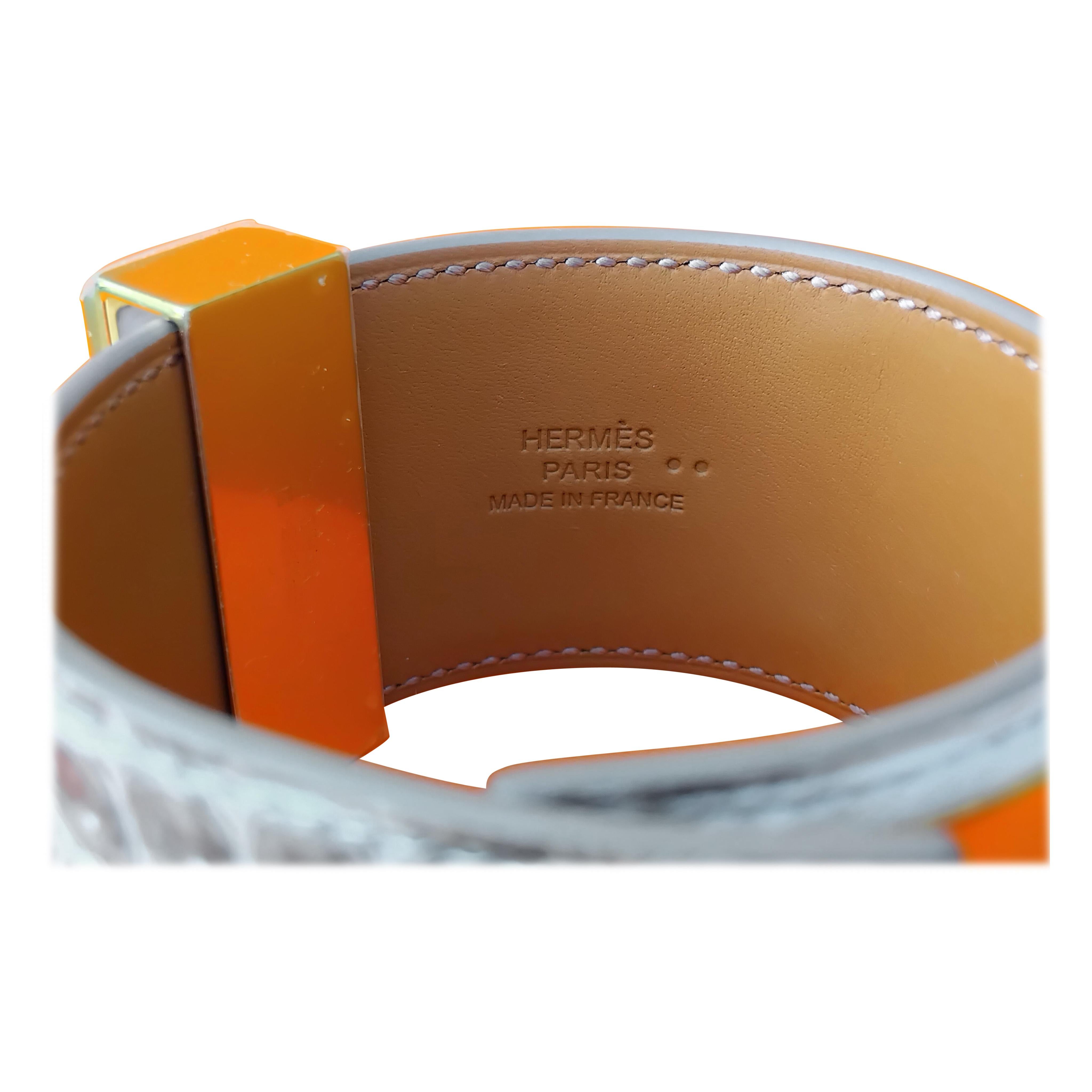 Hermès CDC Bracelet Collier De Chien Manchette Himalaya Crocodile Nilo T2 en vente 17