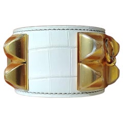 Hermès CDC Pulsera Collier De Chien Brazalete Cocodrilo Himalaya Nilo T2