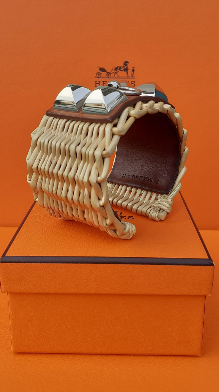Hermès CDC Collier de Chien Bracelet Cuff Picnic Osier Wicker Line Phw