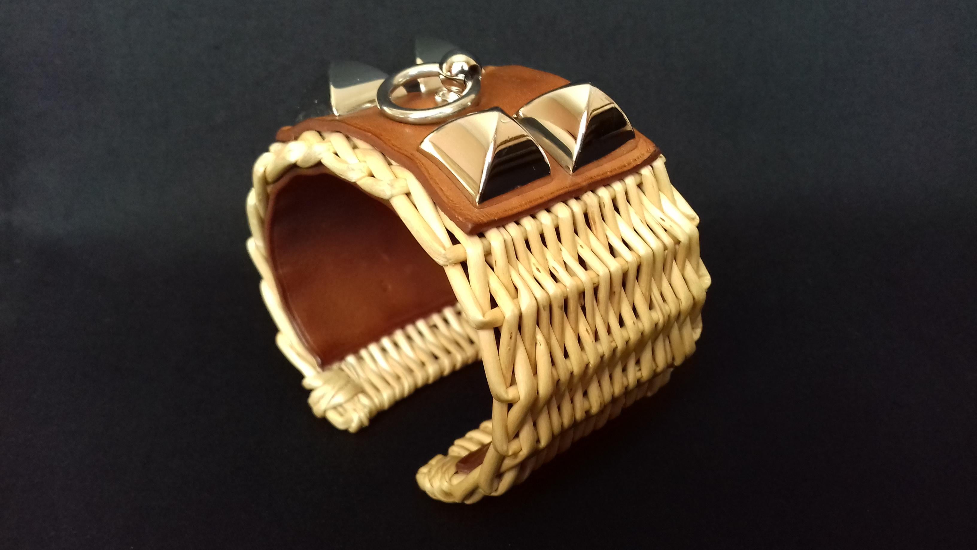 Herm�ès CDC Collier de Chien Bracelet Cuff Picnic Osier Wicker Line Phw S Ltd 5