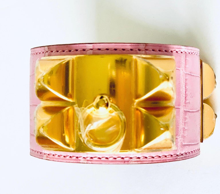 Hermès Collier de Chien 24 Bracelet Rose Bubblegum Niloticus