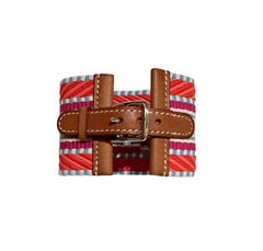 Hermès CDC Collier de Chien Canvas Cavale Capucine Magnolia Bracelet
