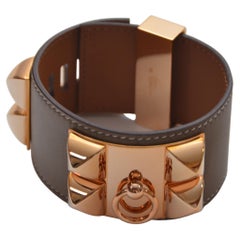 HERMES CDC Cuff  Swift Calfskin Etoupe Color Rose Gold T3