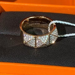Hermès CDC Quilted 18K Rose Gold Full Pave Diamond Ring
