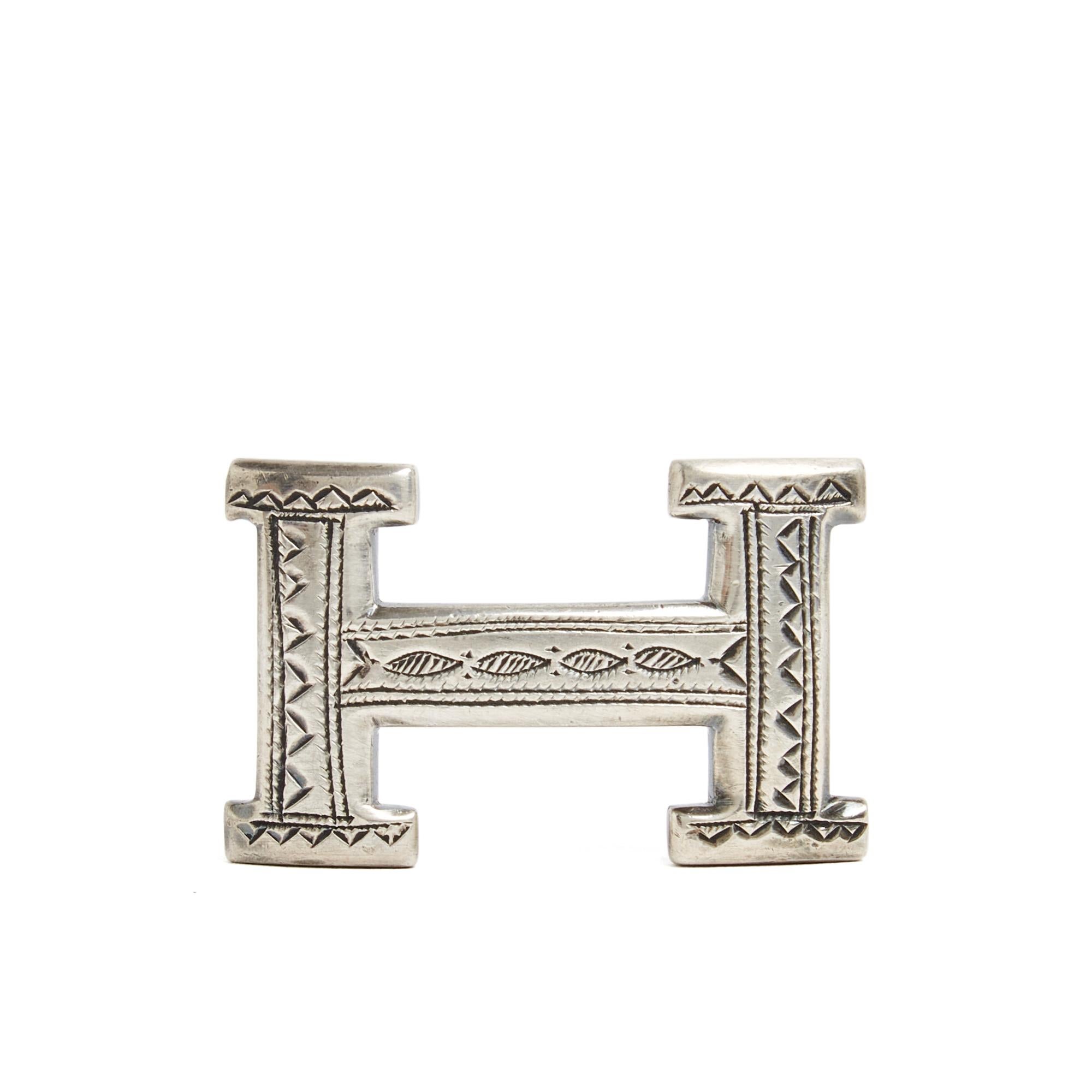 Hermès Ceinture T75 Constance 24 Unique Silver Tuareg H buckle Belt 30in Hermes In New Condition For Sale In PARIS, FR