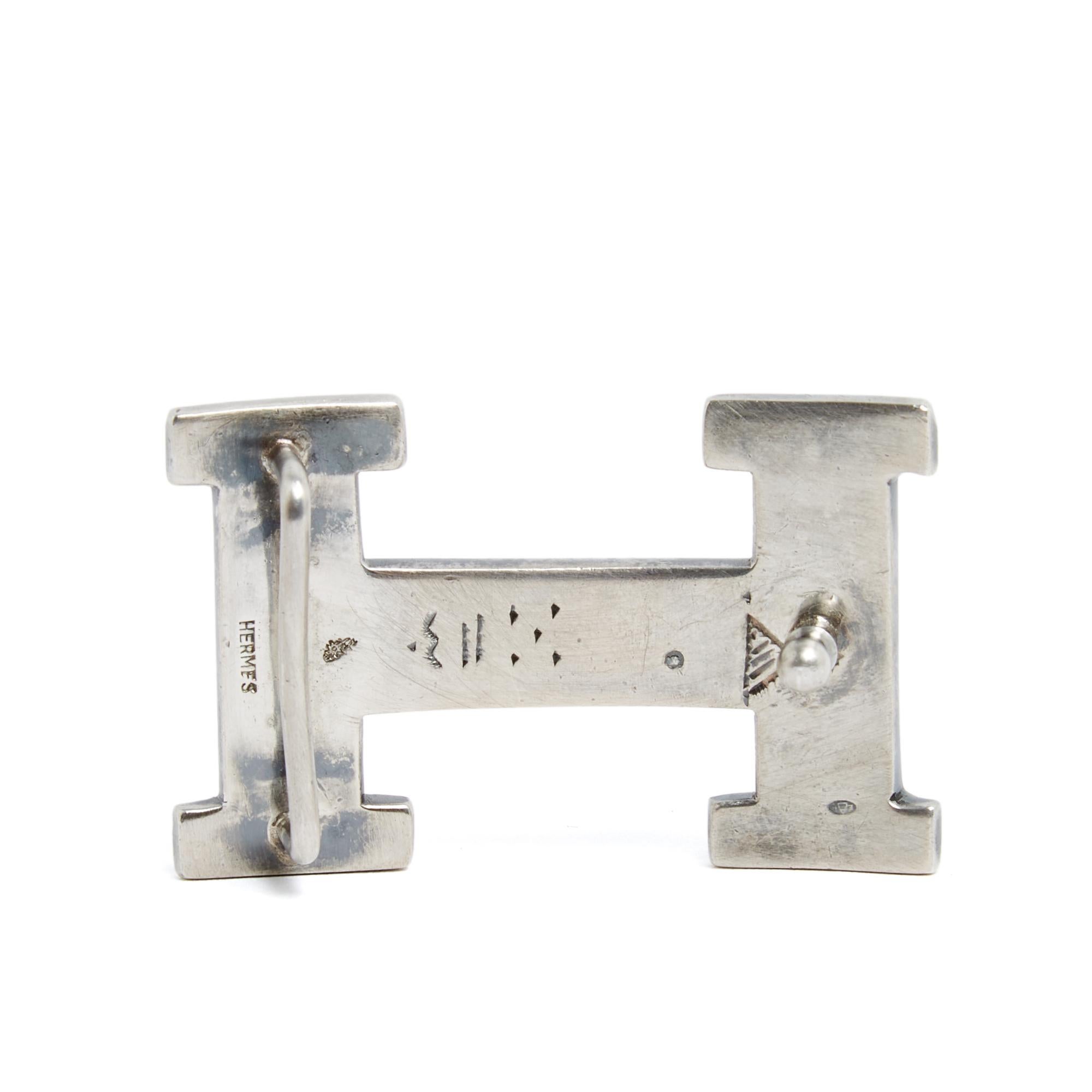 Hermès Ceinture T75 Constance 24 Unique Silver Tuareg H buckle Belt 30in Hermes For Sale 1