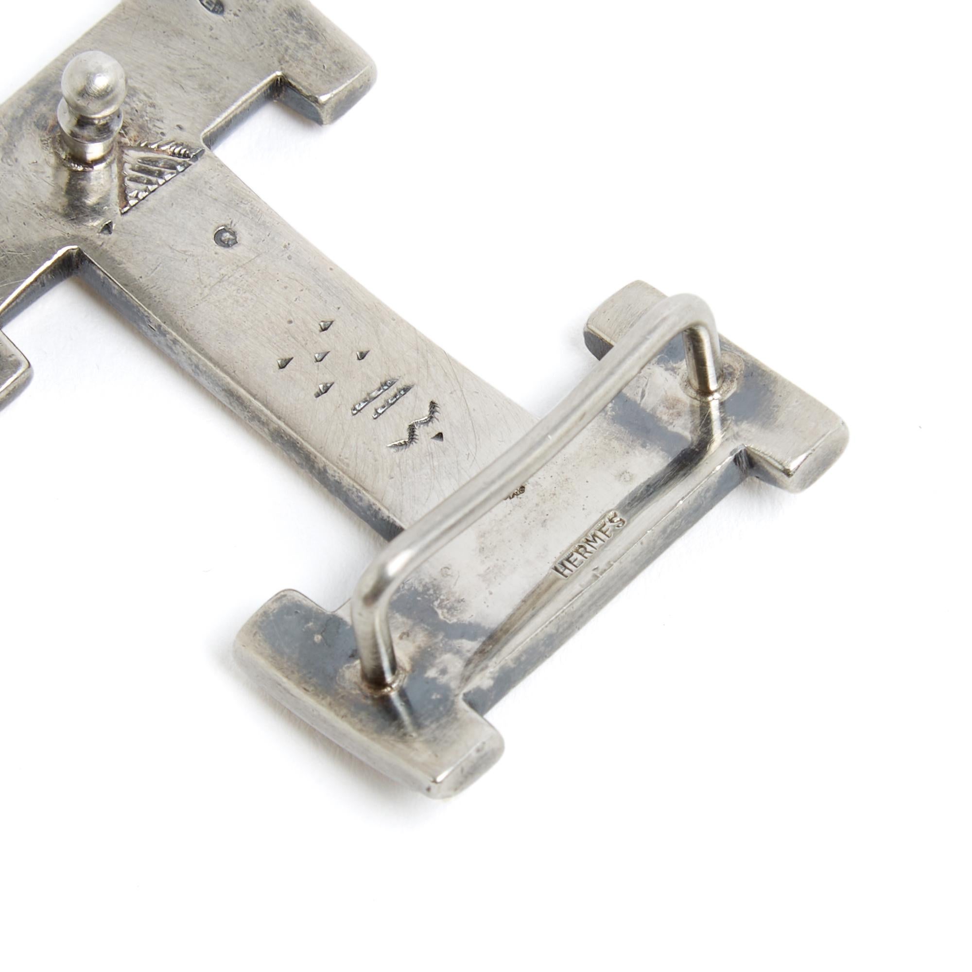 Hermès Ceinture T75 Constance 24 Unique Silver Tuareg H buckle Belt 30in Hermes For Sale 2