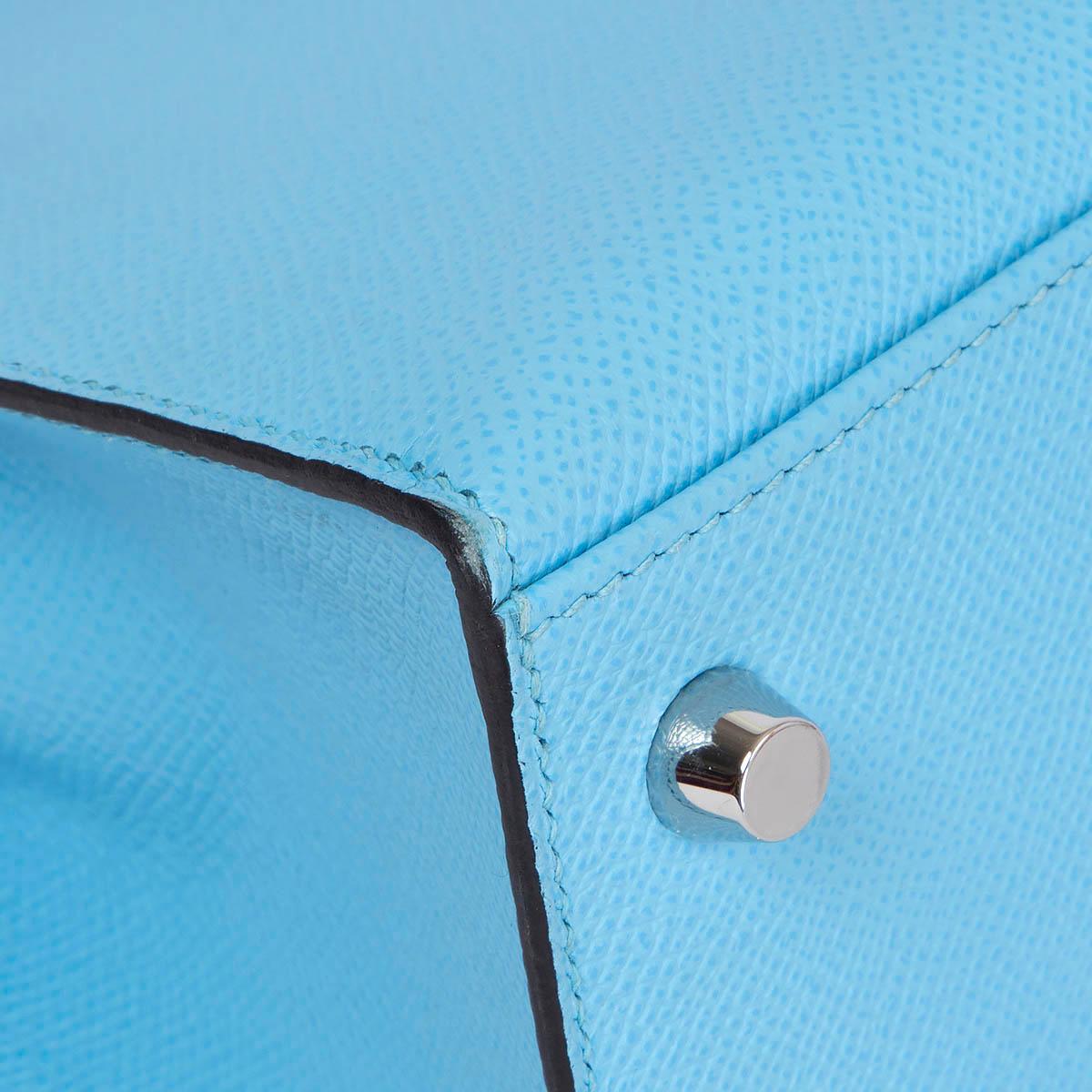 HERMES Celeste blue Epsom leather KELLY 25 SELLIER Bag w Palladium For Sale 5