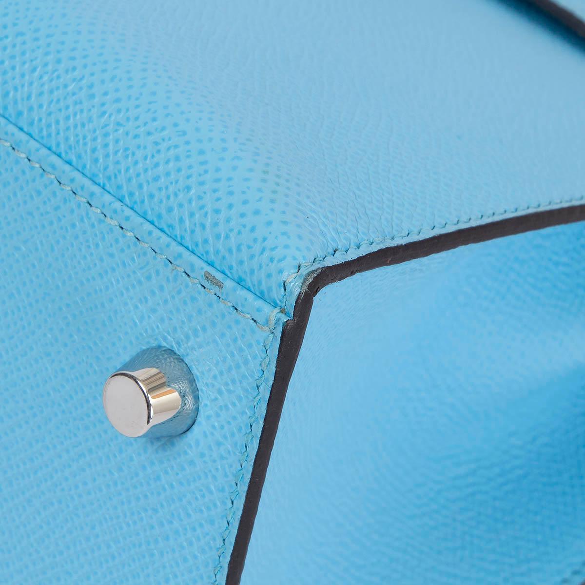HERMES Celeste blue Epsom leather KELLY 25 SELLIER Bag w Palladium For Sale 6
