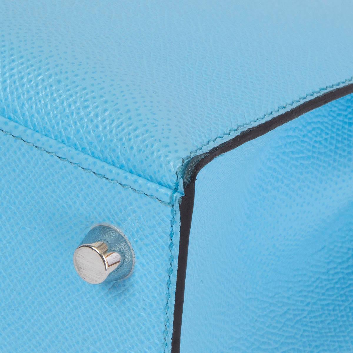 HERMES Celeste blue Epsom leather KELLY 25 SELLIER Bag w Palladium For Sale 7
