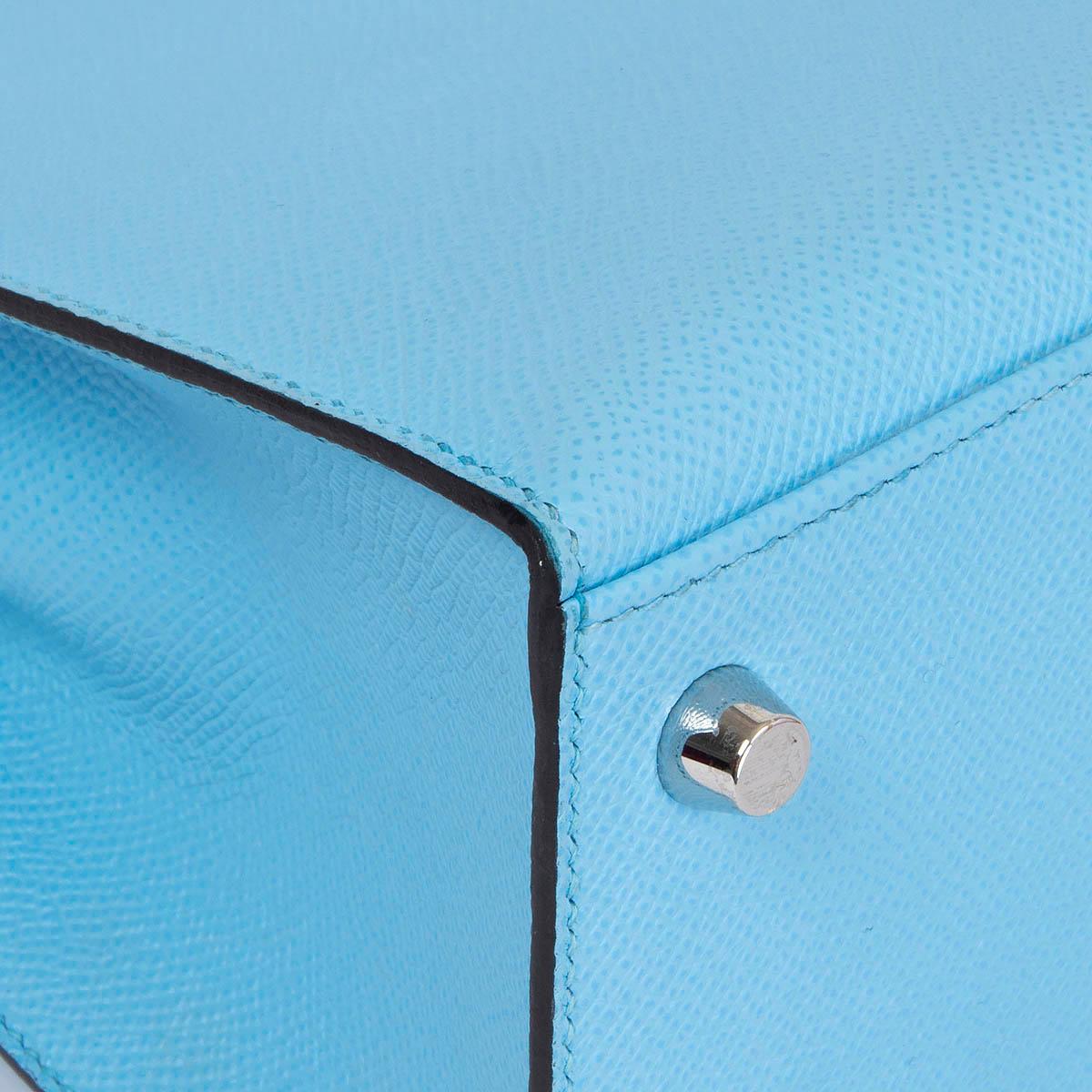 HERMES Celeste blue Epsom leather KELLY 25 SELLIER Bag w Palladium For Sale 8