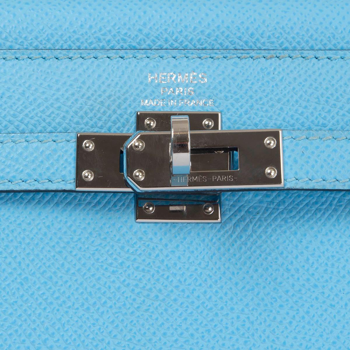 HERMES Celeste blue Epsom leather KELLY 25 SELLIER Bag w Palladium For Sale 2