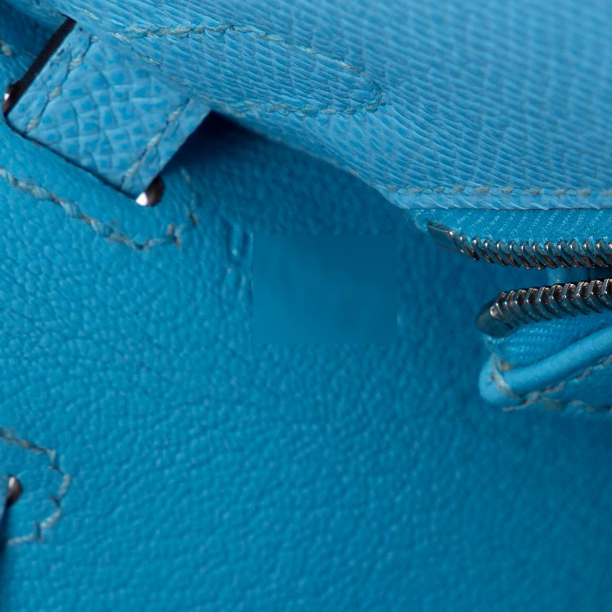 HERMES Celeste blue Epsom leather KELLY 25 SELLIER Bag w Palladium For Sale 3